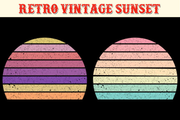 Retro Vintage Sunset Circle Striped