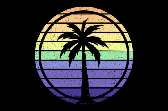 Retro Vintage Sunset Palm Tree, Monogram Review