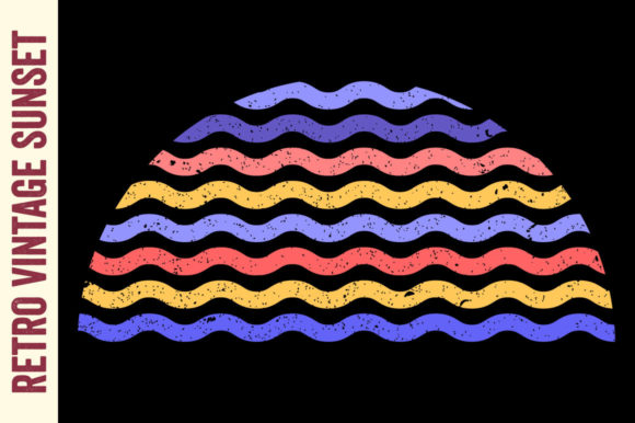 Vintage Sunset Retro Half Circle Wave