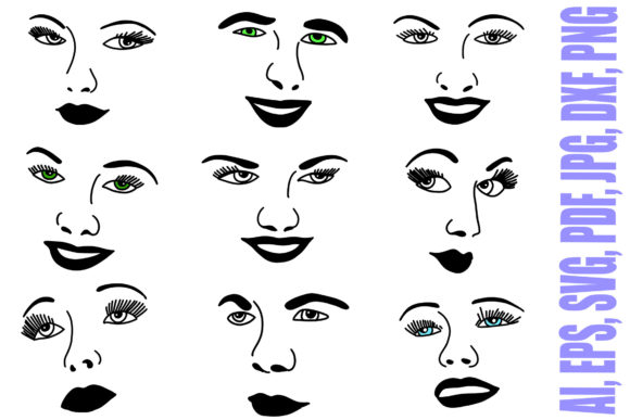 Women and Men Line Art SVG Faces Review